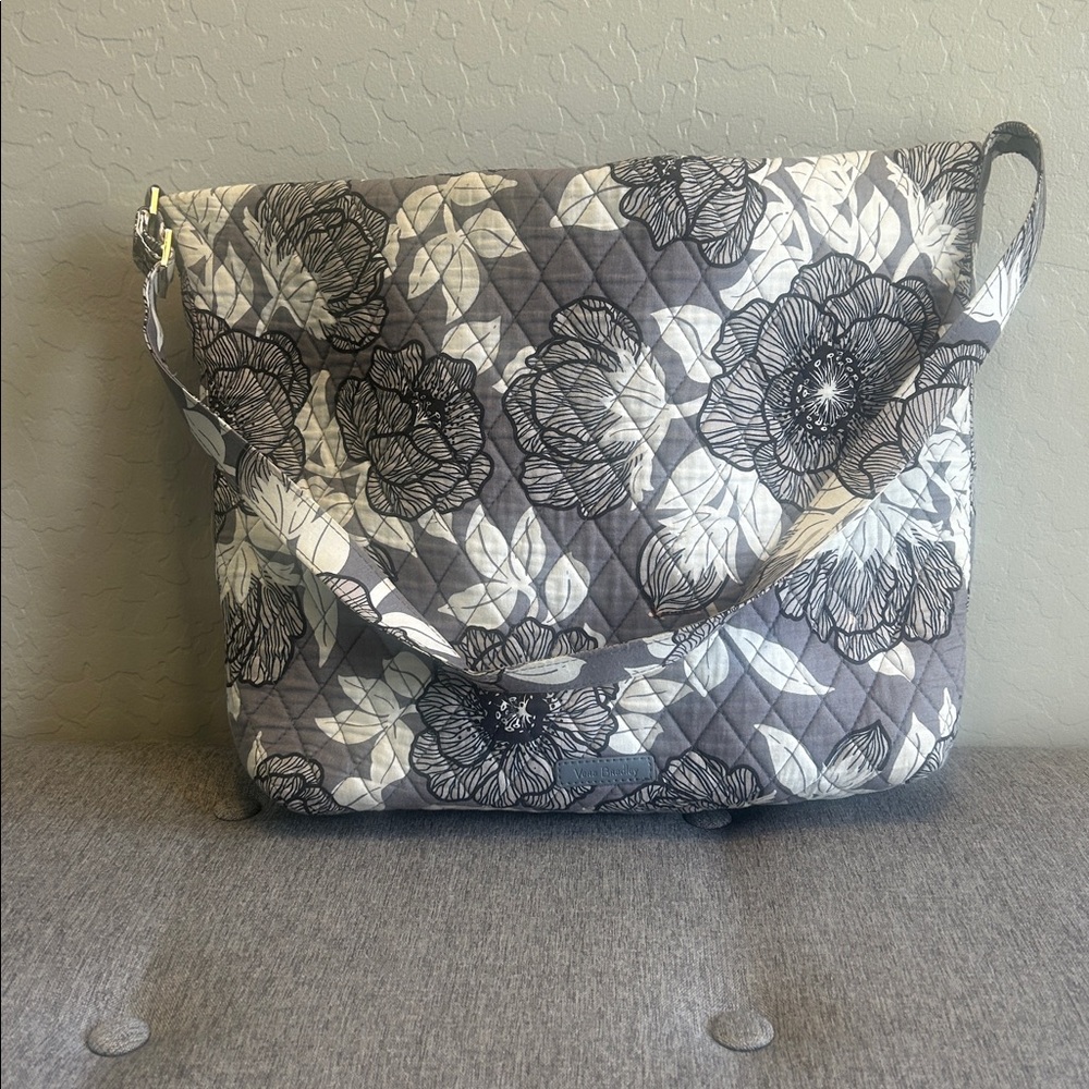 Vera Bradley Black and Gray Floral Shoulder Bag